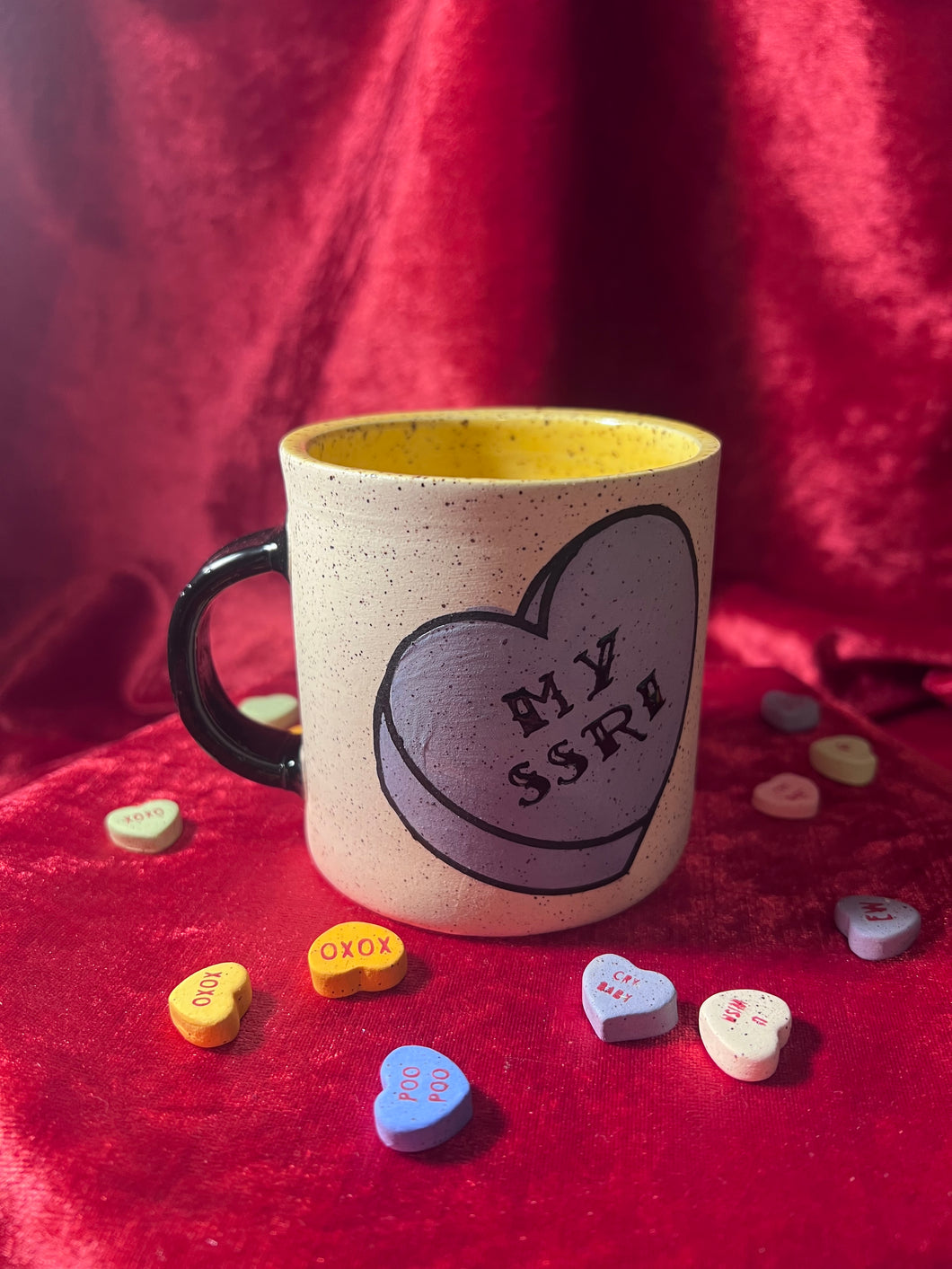 My SSRI candy heart mug (second)