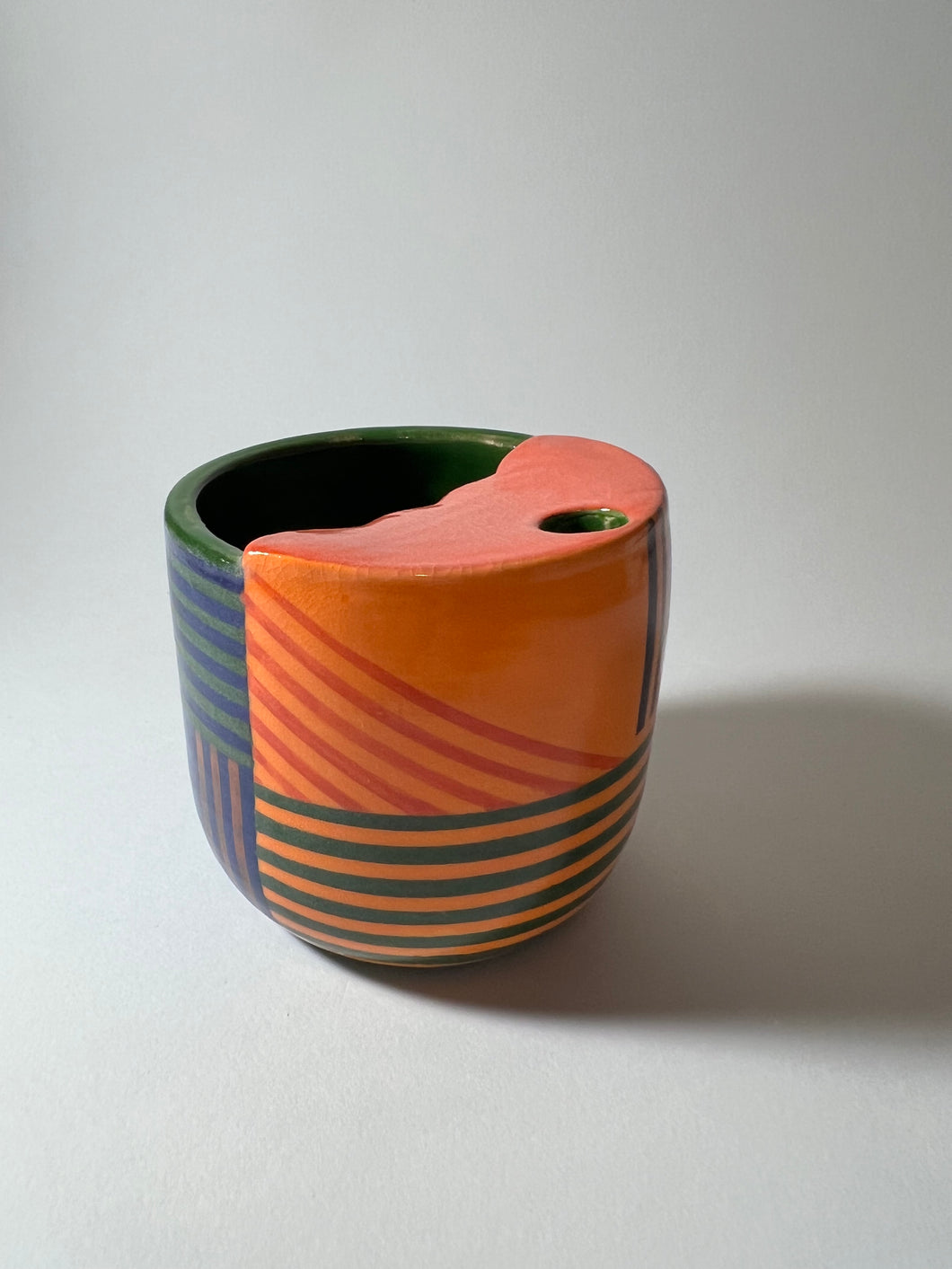 stripey to-go cup