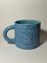 Load image into Gallery viewer, Blue monochrome sticks and stones mug
